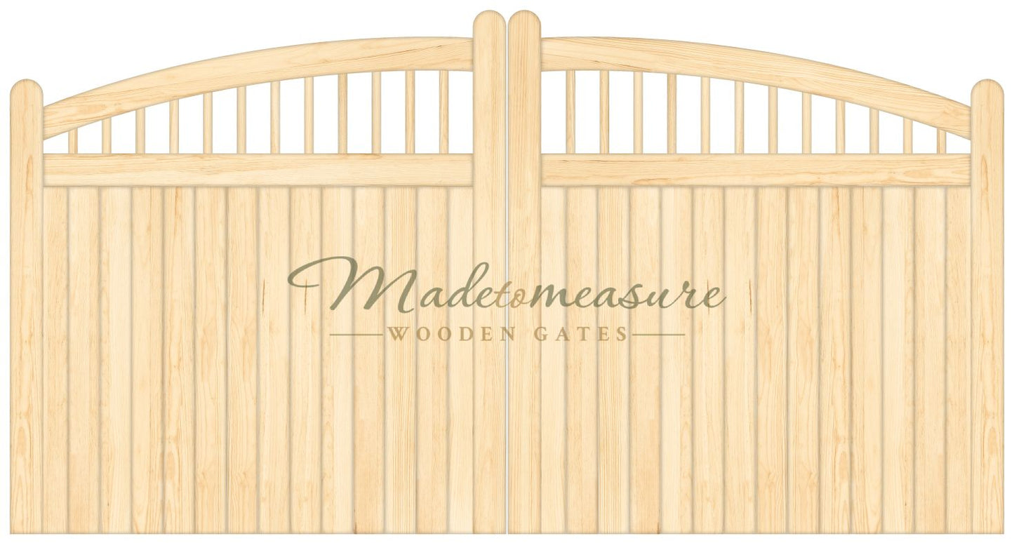 order online made to measure double bow top spindled wooden gates