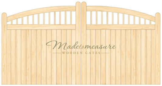 order online made to measure double bow top spindled wooden gates