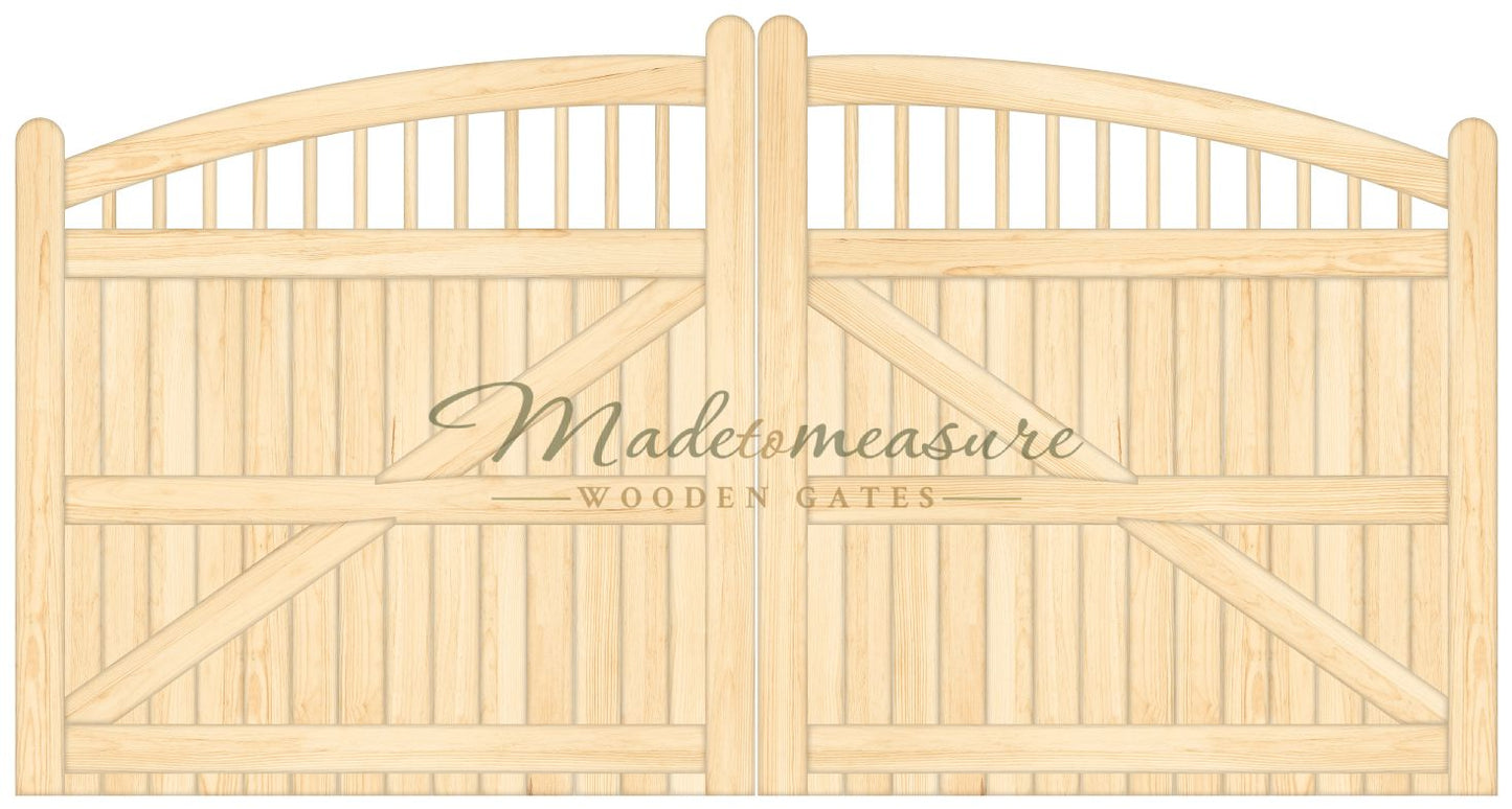 order online made to measure double bow top spindled wooden gates