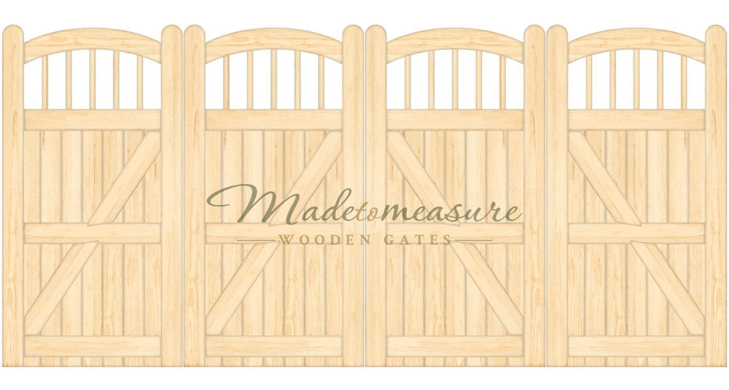 order online made to measure trifold double bow top wooden gates