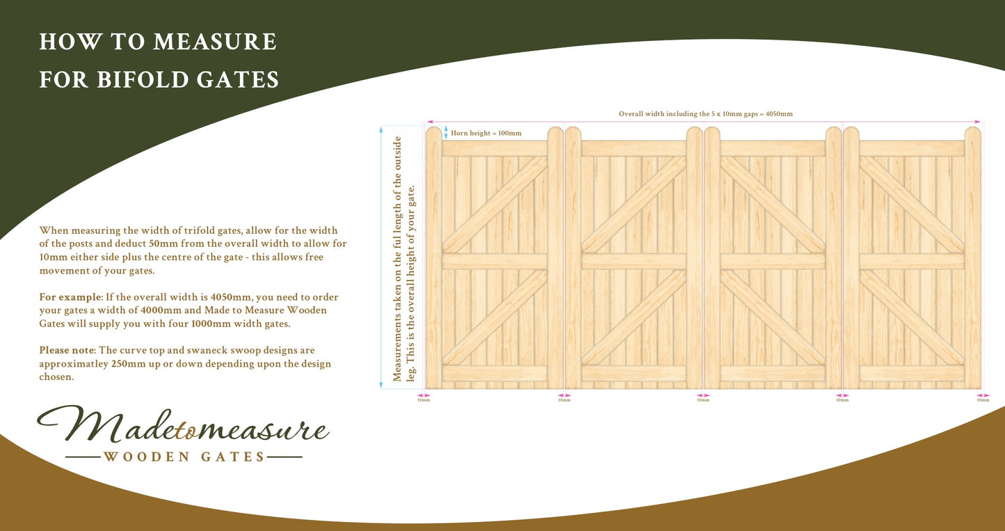 Bifold Spindle Flat Top Made to Measure Wooden Gates