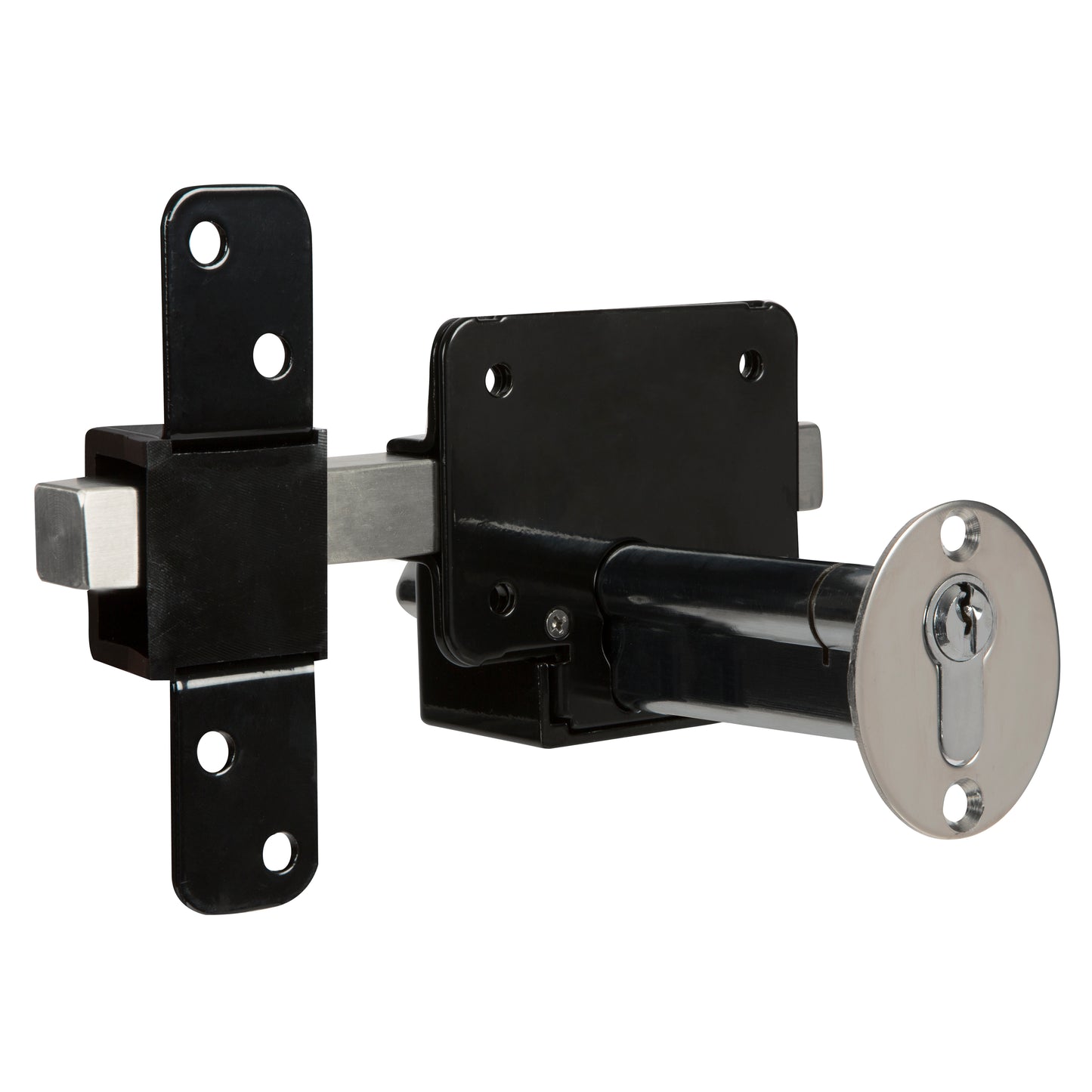 Long throw gate lock