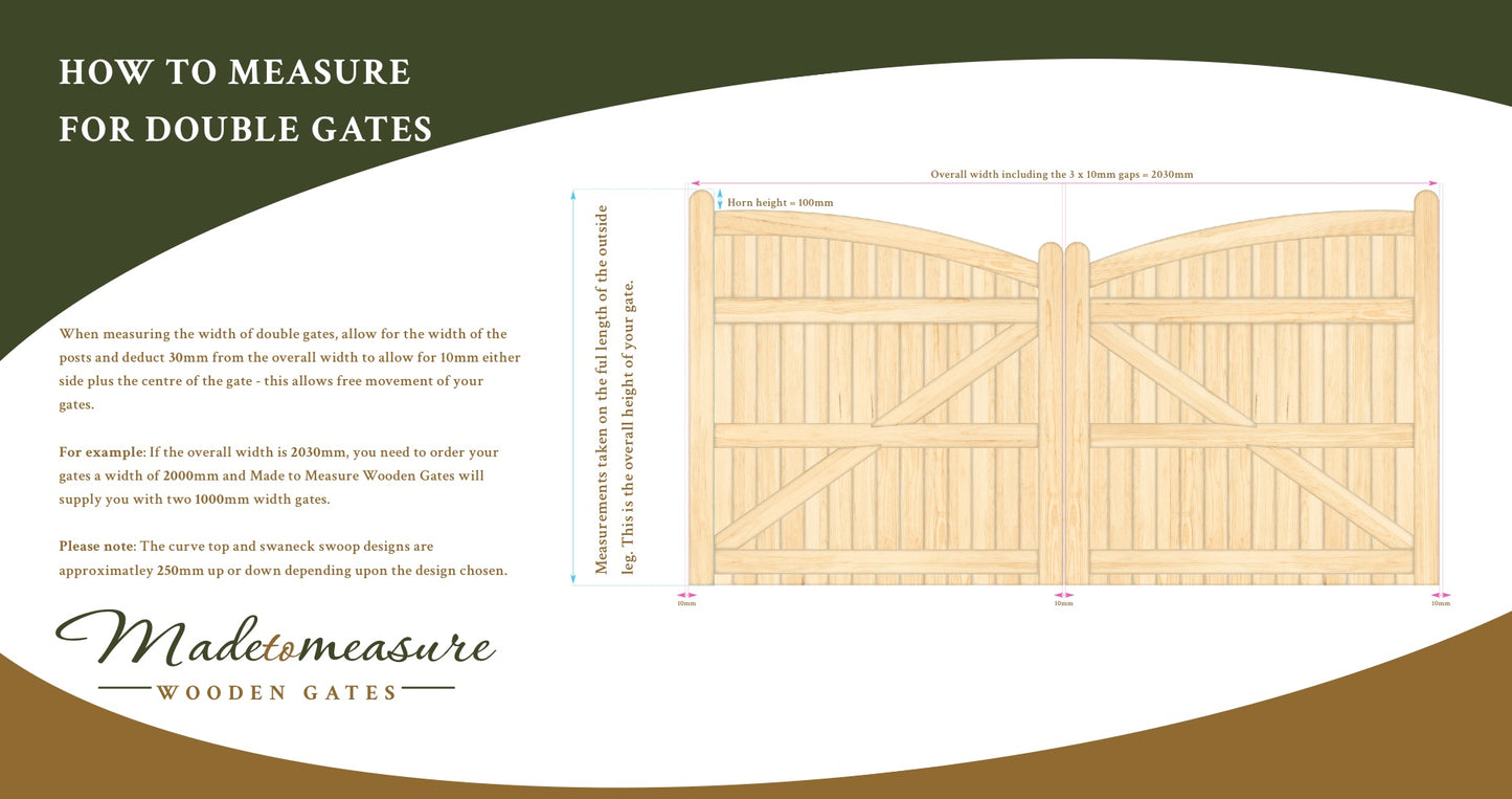 Double Bow Top Inverted Made to Measure Wooden Gate