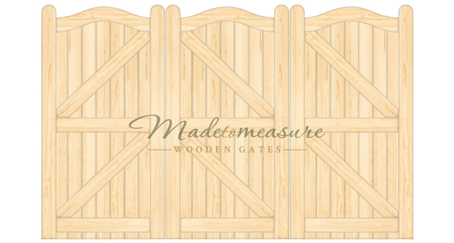 buy online made to measure bifold double swan top wooden gates