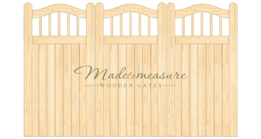 buy online made to measure bifold double swan top wooden gates