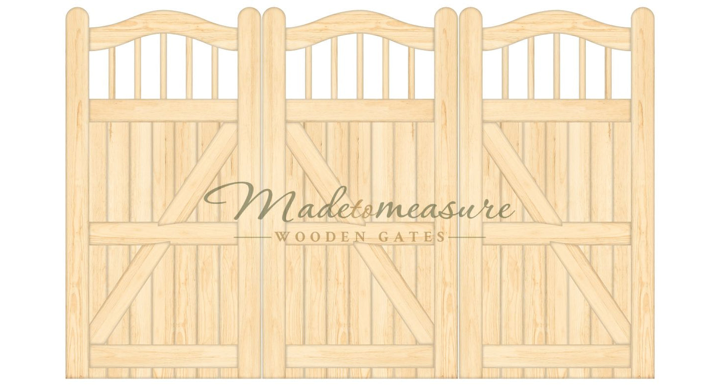 buy online made to measure bifold double swan top wooden gates