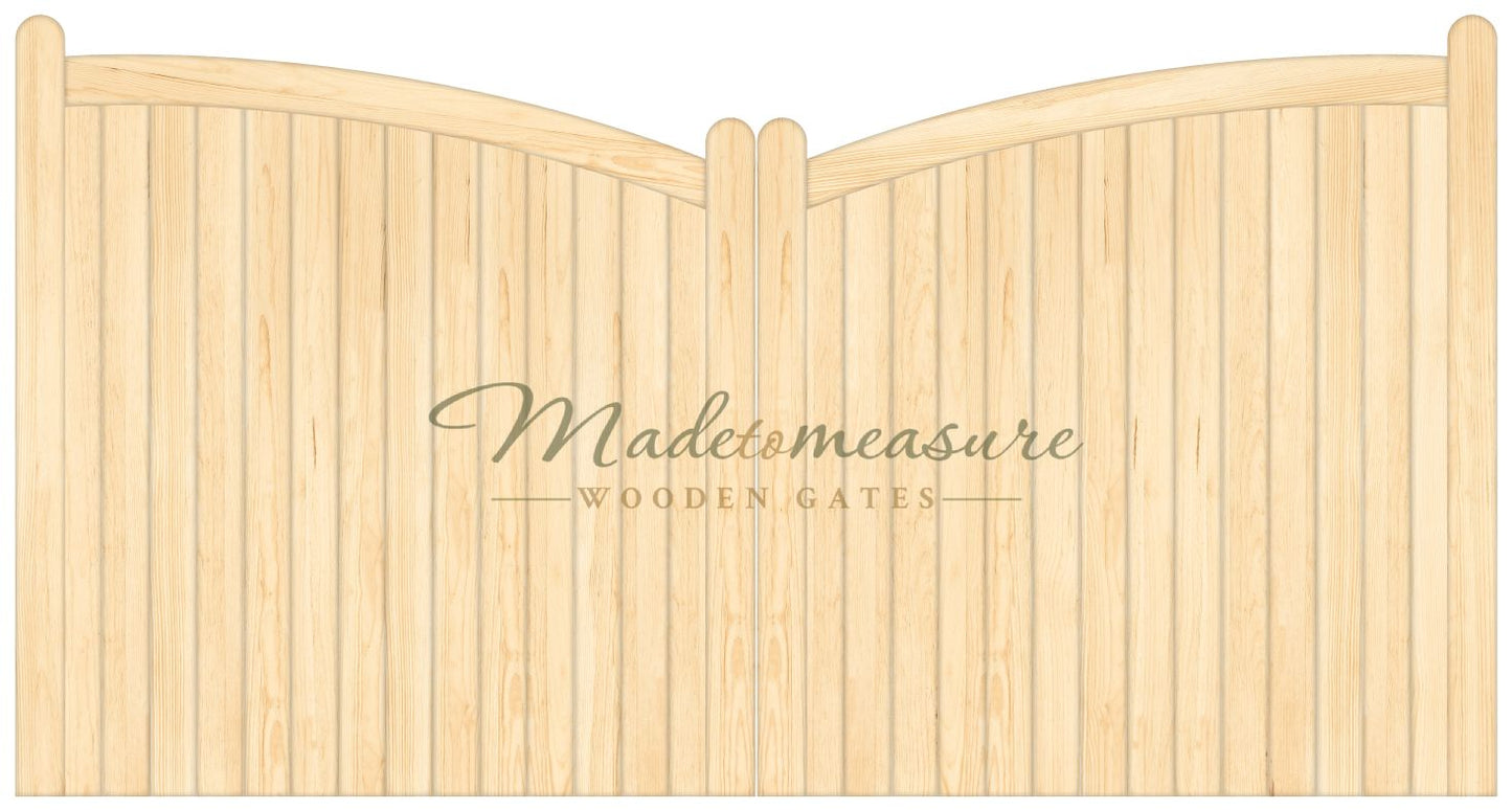 buy online made to measure double bow top spindled wooden gates