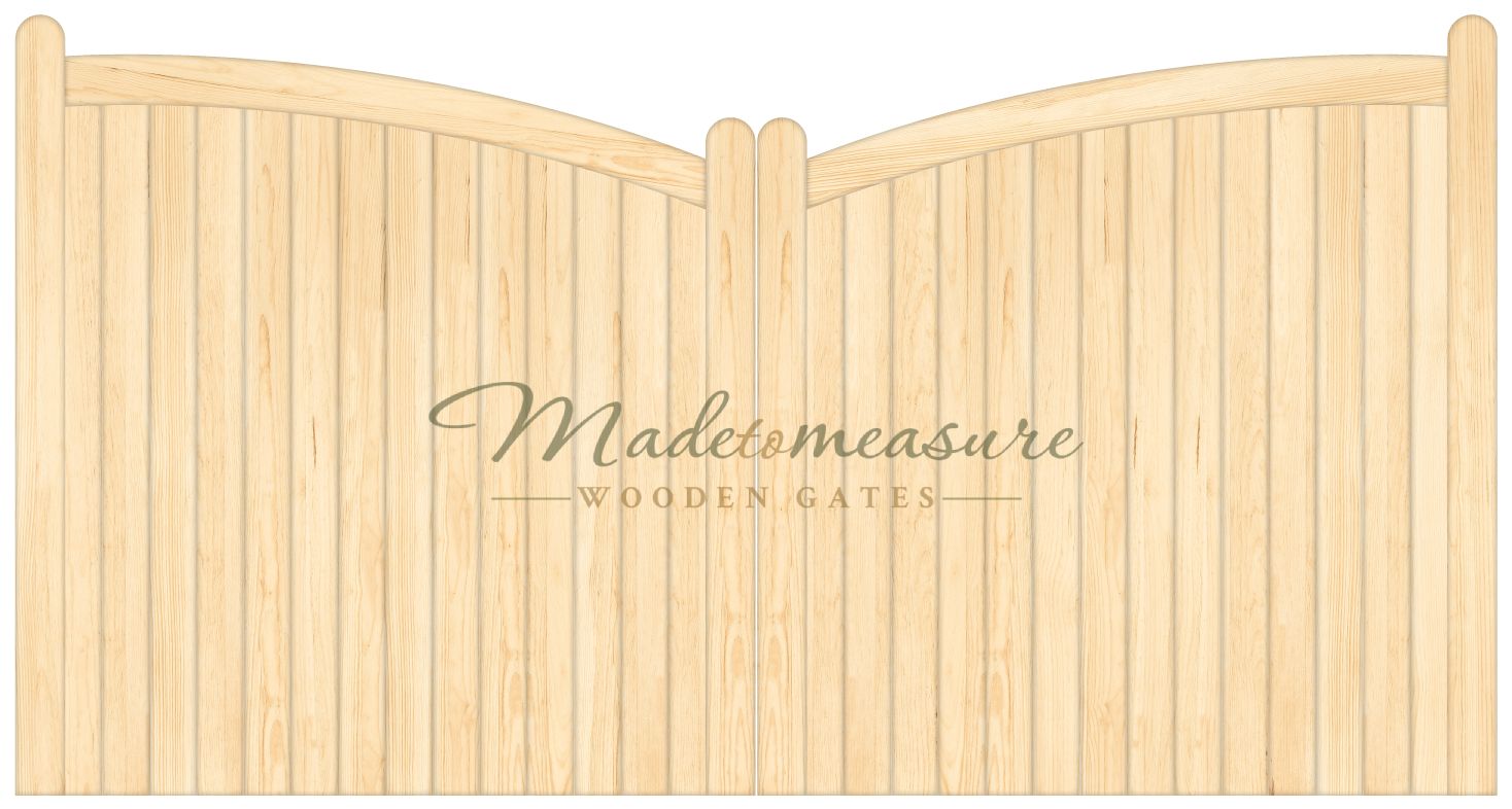 buy online made to measure double bow top spindled wooden gates