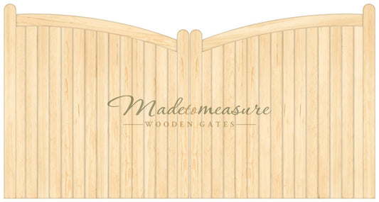 buy online made to measure double bow top spindled wooden gates