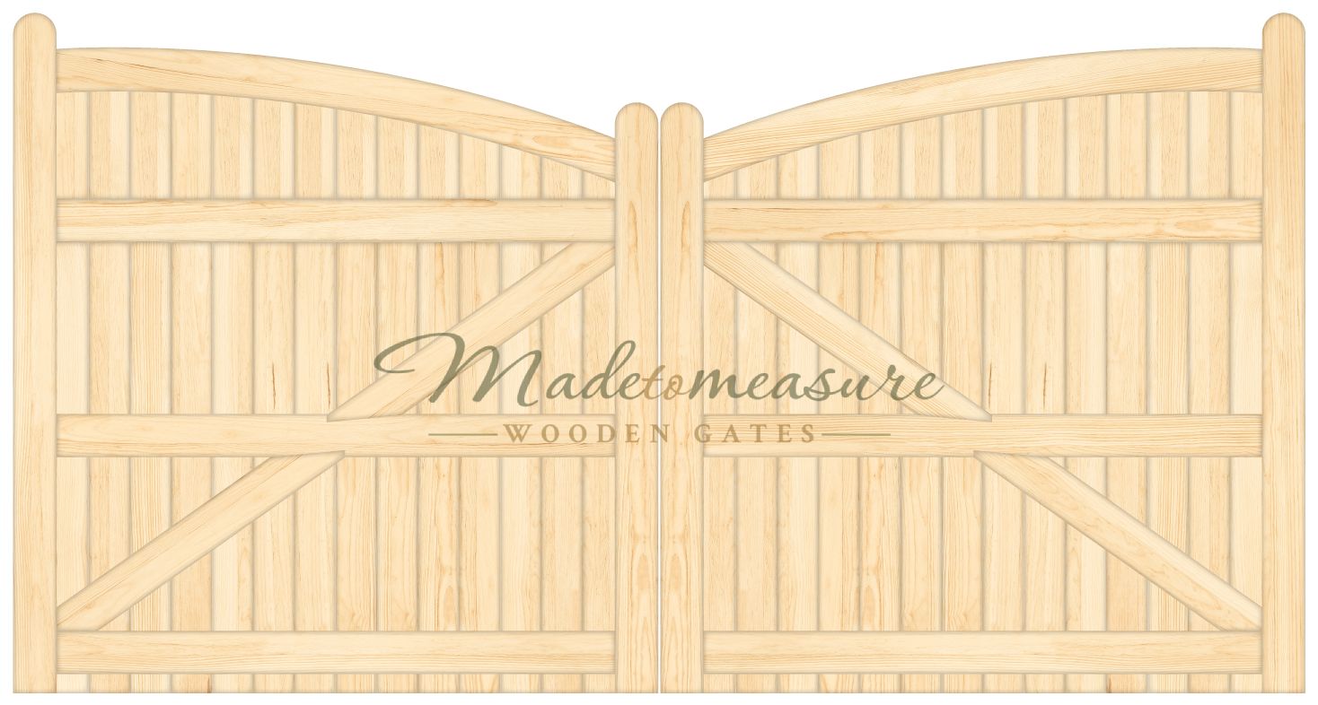 buy online made to measure double bow top spindled wooden gates