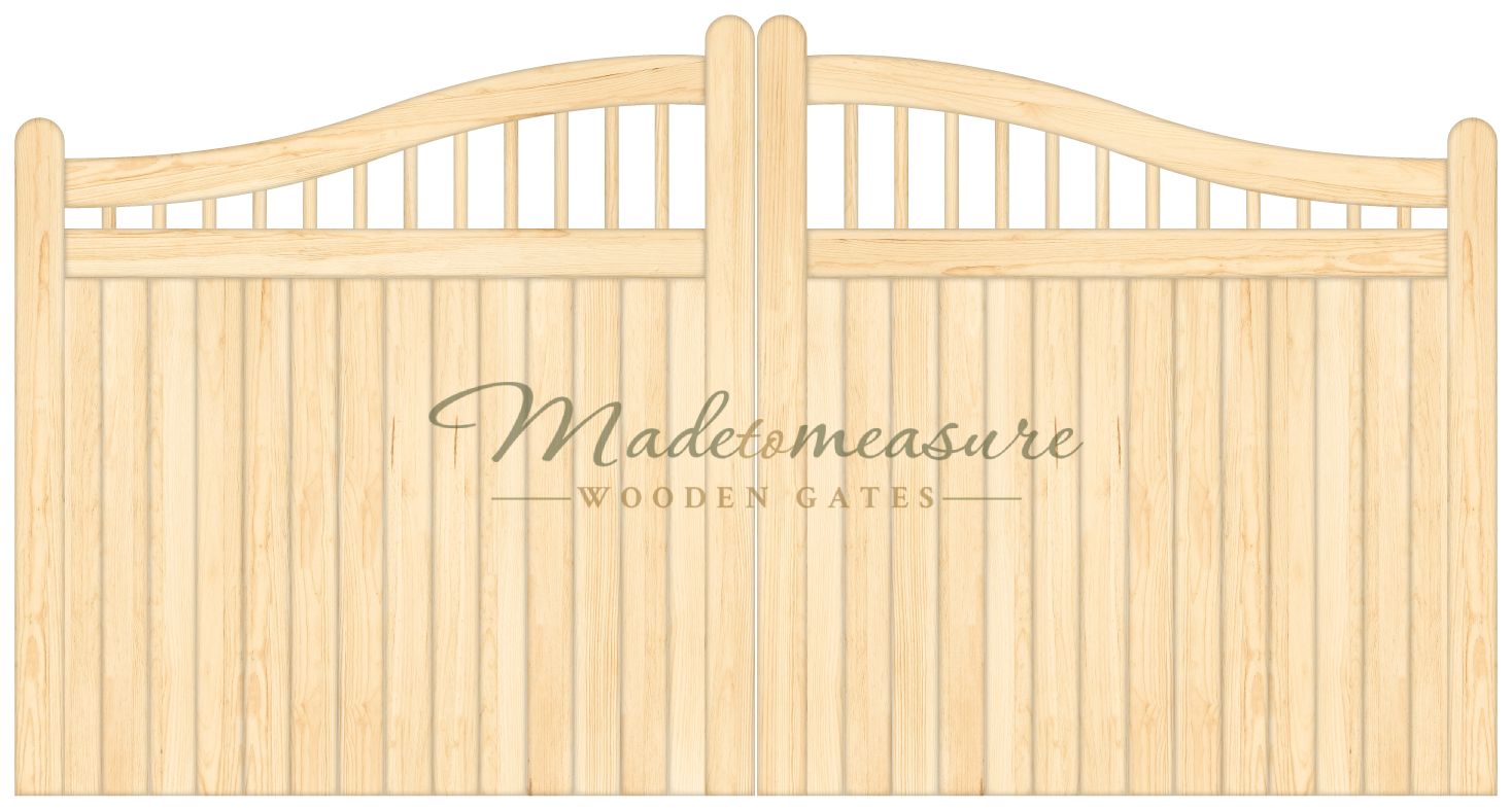 order online made to measure double swan top spindled wooden gates