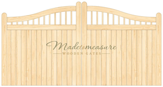 order online made to measure double swan top spindled wooden gates