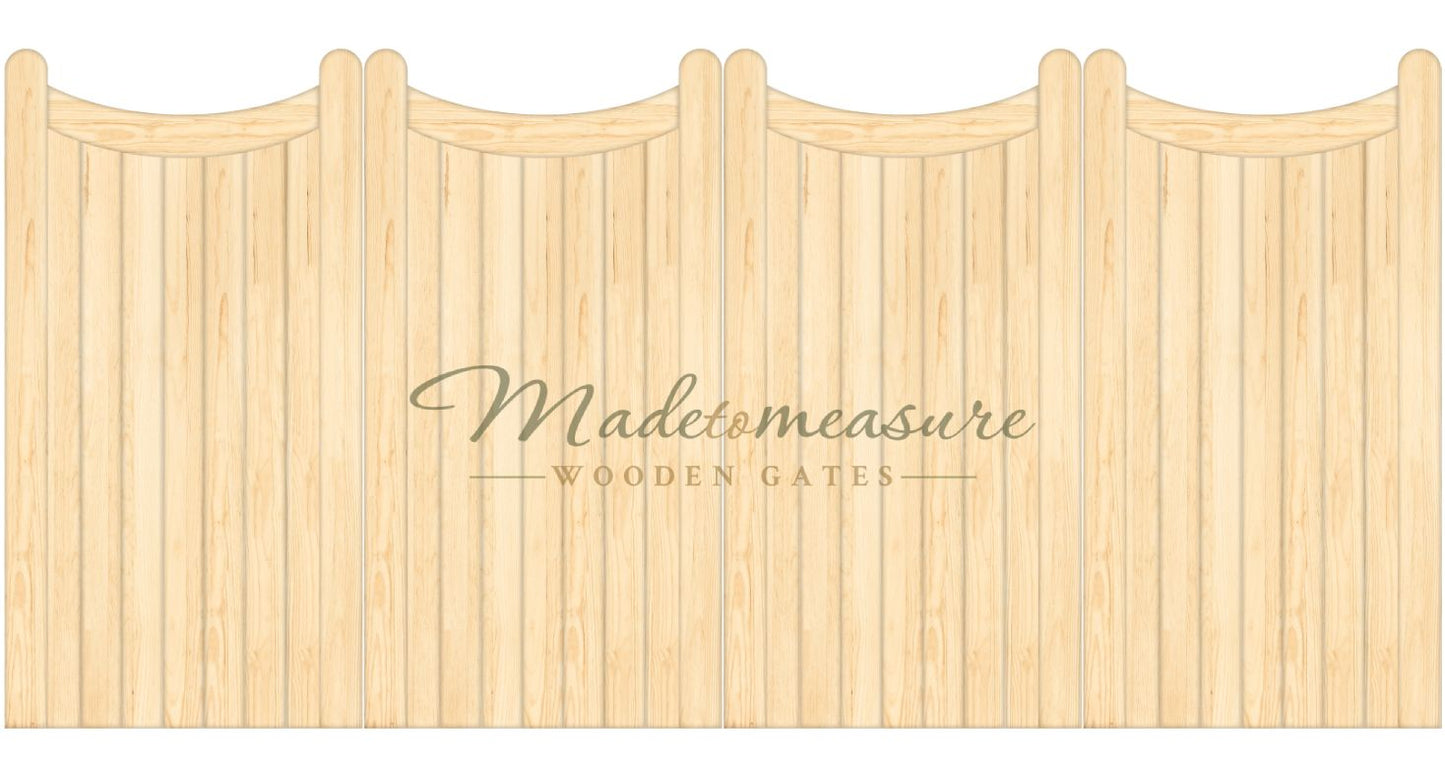 buy online made to measure inverted trifold bow top wooden gates