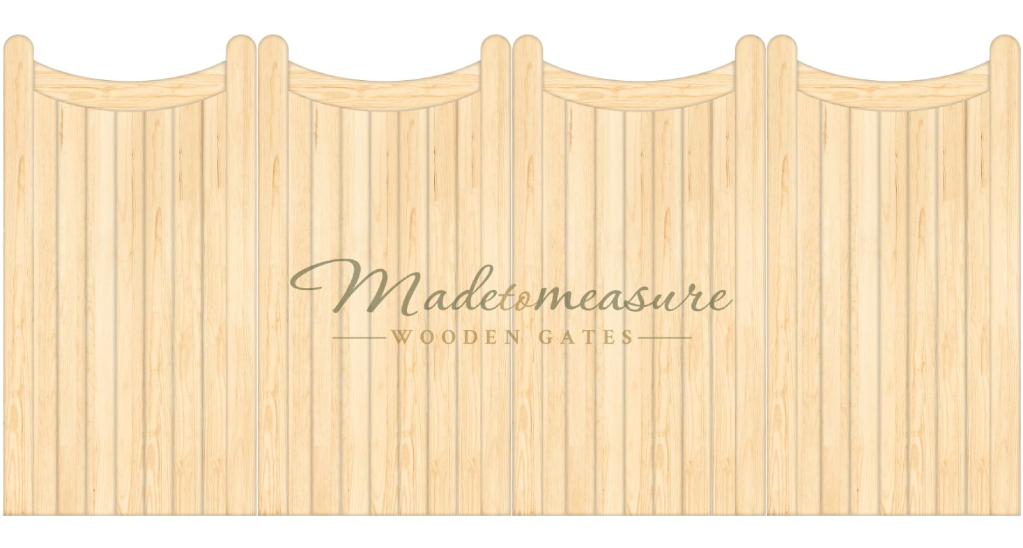 buy online made to measure inverted trifold bow top wooden gates