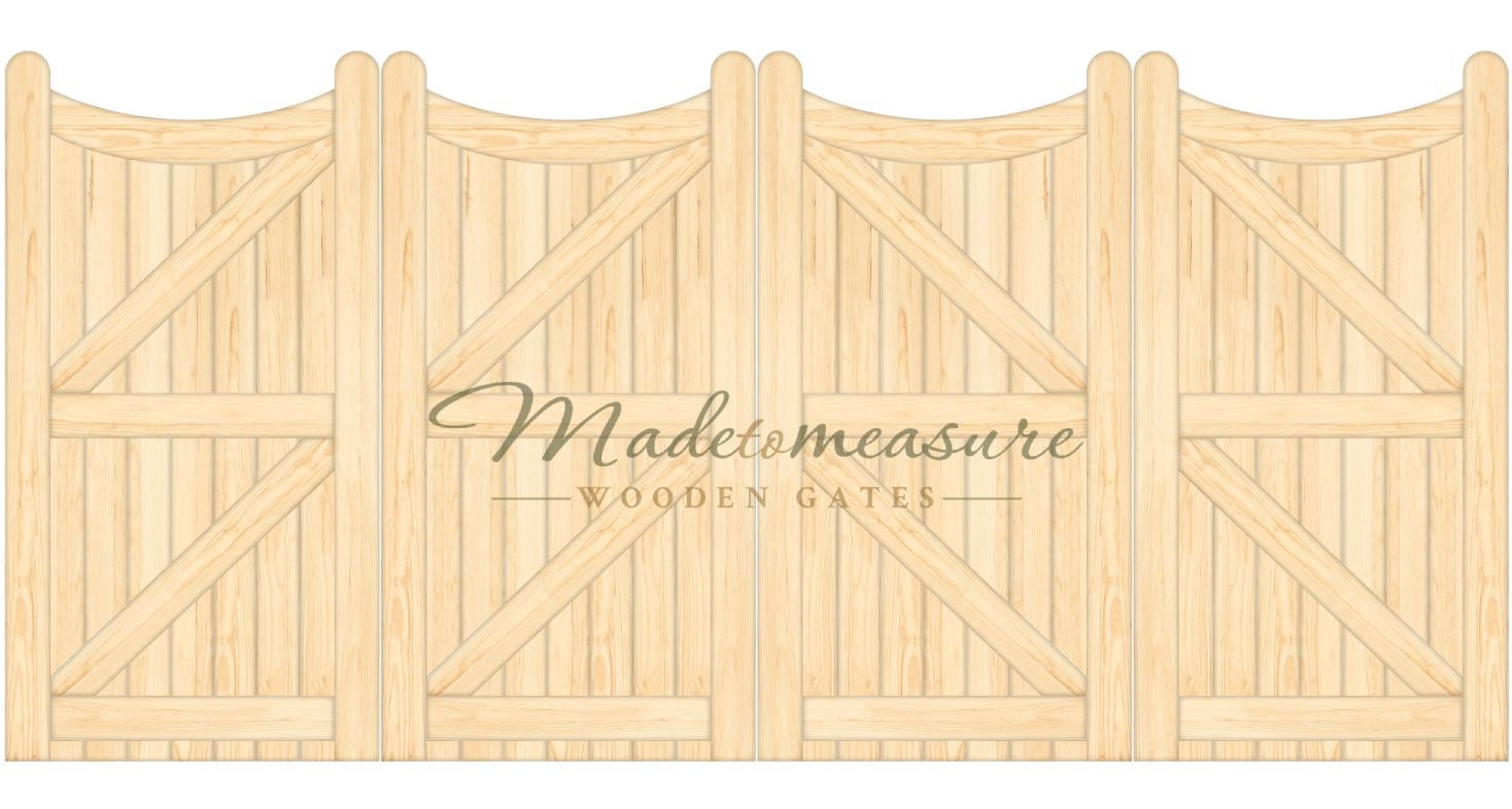 buy online made to measure inverted trifold bow top wooden gates