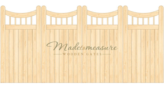 buy online made to measure inverted trifold bow top wooden gates