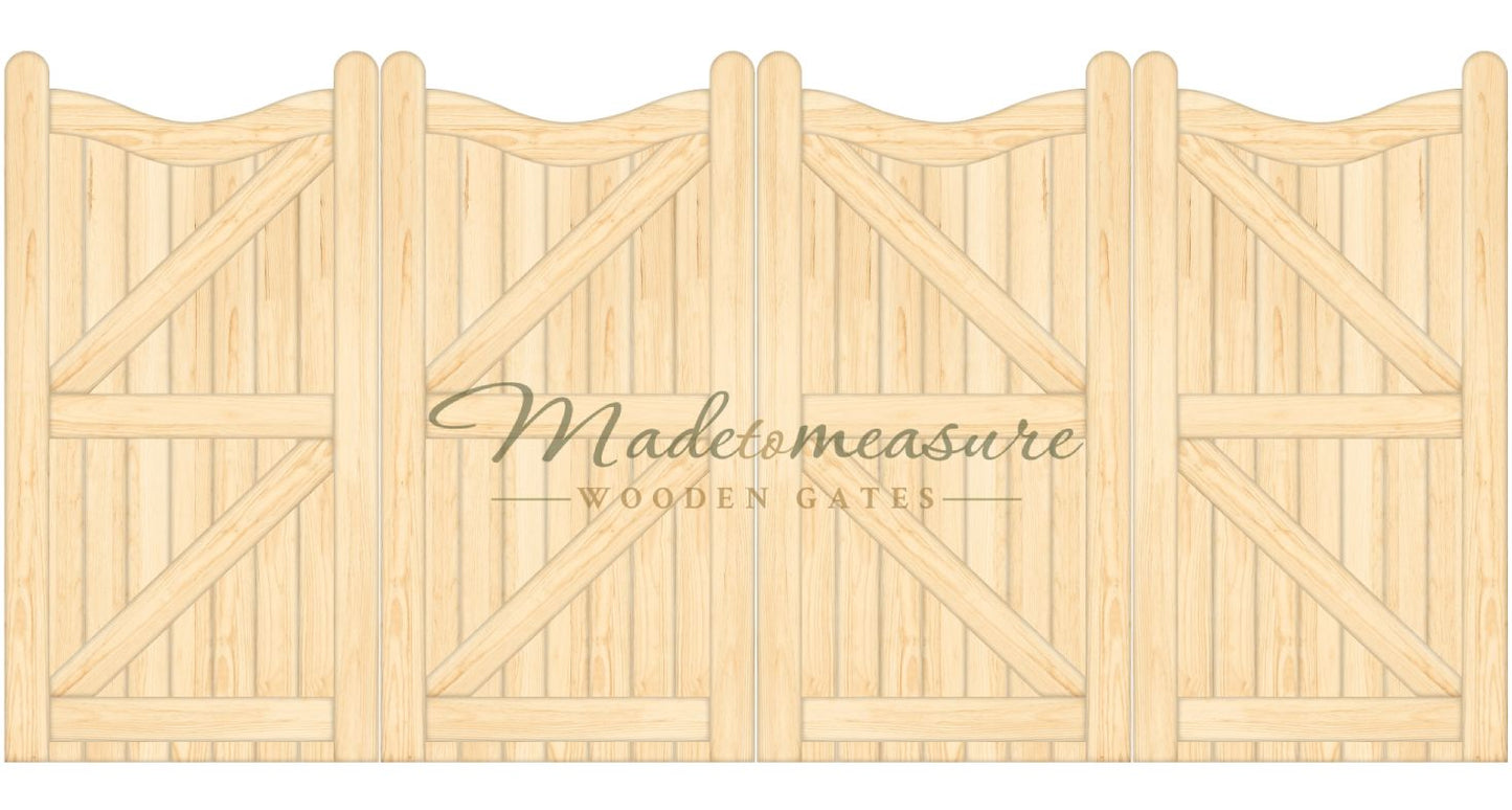 buy online made to measure trifold double swan neck wooden gates