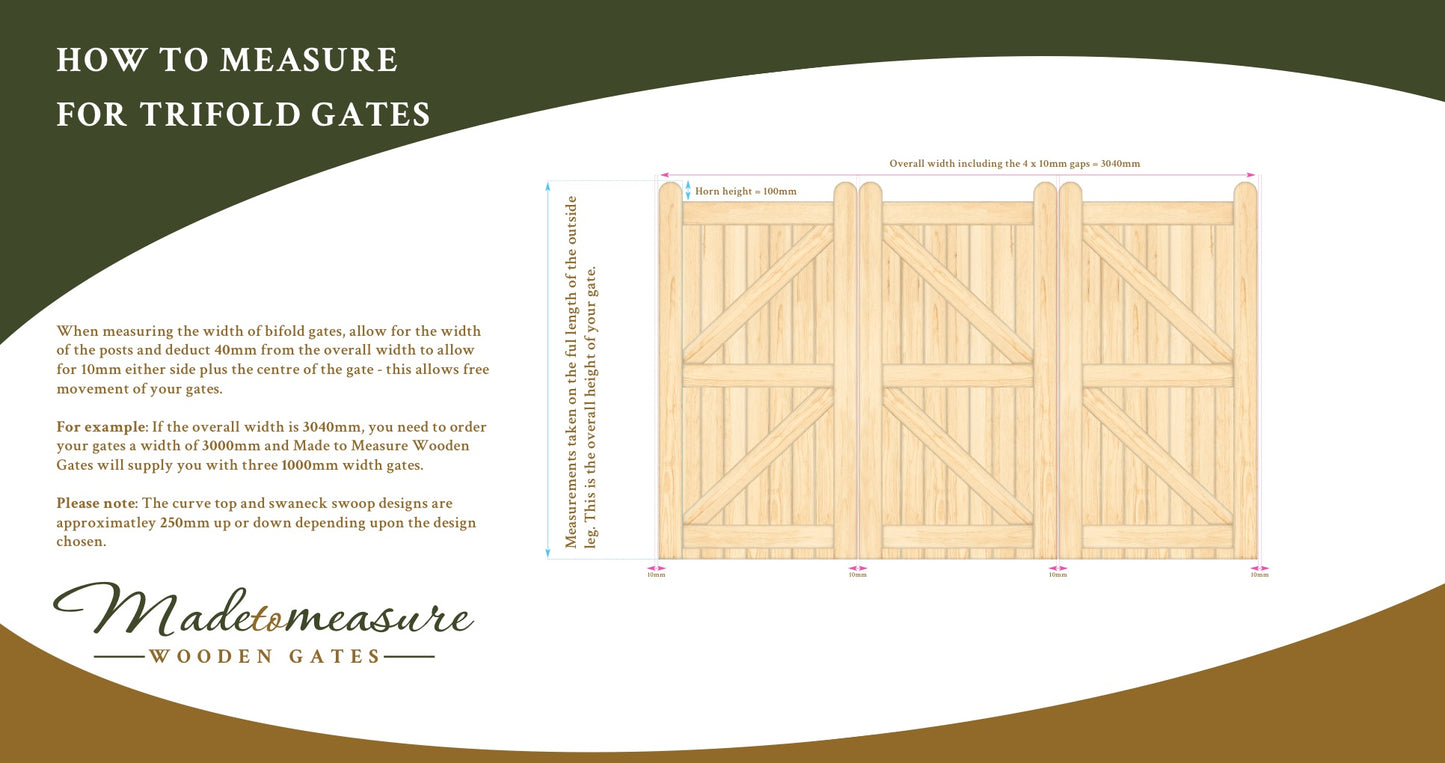 Trifold Spindle Swan Neck Made to Measure Wooden Gates